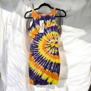 Bombchel Bodycon Dress Tie Dye‎ Sleeveless Beach Surfer Party Mini Woman Medium